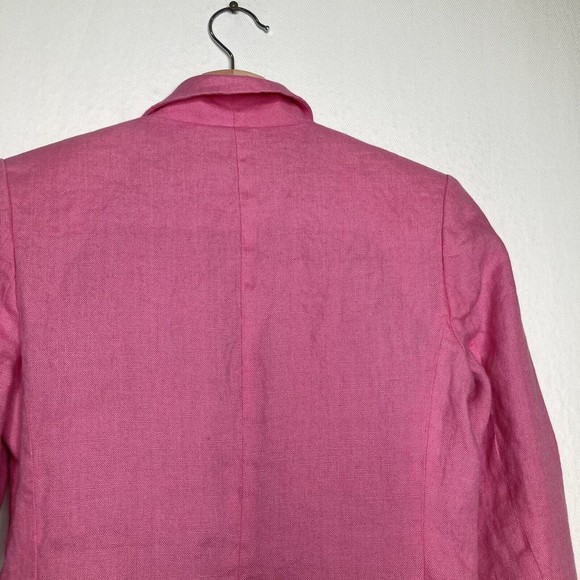 Talbots Womens Pink 100% Irish Linen Buttons Cardigan Jacket Blazer 3/4 Sleeve 2 - Picture 4 of 12